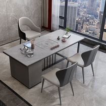 Light luxury tea table Modern simple rock board tea table Office Kung Fu tea table and chair combination balcony household net black tea table