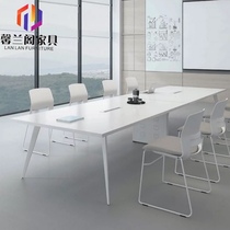 Brief meeting room rectangular white meeting table strip training table desk chair combination talks reception desk