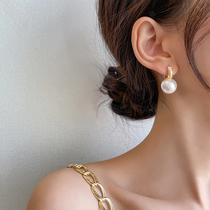  Fashion pearl ear buckle~temperament light luxury~diamond-encrusted high-end female net red 925 earrings earrings temperament trendy