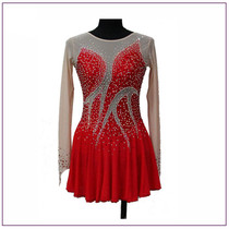 High-end custom childrens womens adult figure skating performance suit competition suit skating skirt red performance suit
