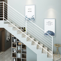 Simple modern wrought iron stair guardrail handrail indoor railing outdoor balcony solid wood home loft fence custom