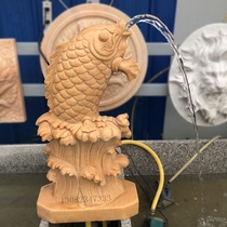 Stone carving water spray fish animal evening red spit water fortune sculpture carp fountain pool running water decoration small fish ornaments