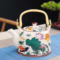 Ceramic teapot restaurant hotel household large old-fashioned beam single pot with filter screen cool kettle 900ML