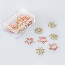 Imitation gold sunflower paper pin pink star paper clip paper binding pin bookmark decoration