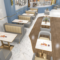 Net red Dessert milk tea shop Burger shop Restaurant Cafe Wall card seat Sofa Fast food snack bar Table and chair combination