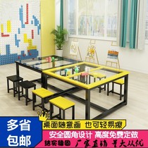 Cram school table childrens writing desk calligraphy training class desk chair painting art table student color simple