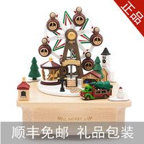jeancard Wooden Music Box Music Box Ferris Wheel Market Girls Children's Birthday Christmas Gift Ideas