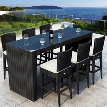 Outdoor table and table rattan Bench High Foot Chair Subterrace Terrace Patio Outdoor Garden Bar Open-air Balcony Table And Chairs Combination