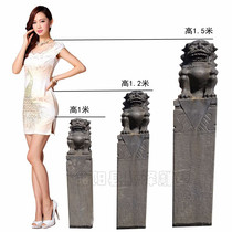New stone carving blue stone horse pile antique stone lion four God Beast horse column old Twelve Zodiac door ornaments