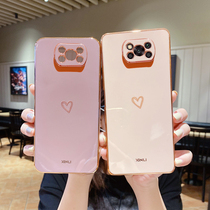 Love Heart Square Plating Phone Case for Xiaomi Mi Poco X3 P
