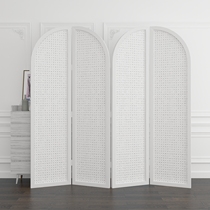 Light luxury simple screen Modern rattan partition into the living room block hotel shape folding solid wood mobile folding door