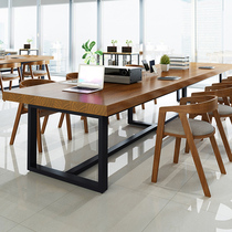 Original Solid Wood Strip Conference Table Minimalist Modern Training Talks Large Bench Nordic Industrial Wind Office Furniture