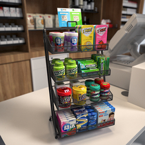 Cashier small shelf display shelf Chewing gum desktop storage shelf in front of the desk Metal snacks multi-function