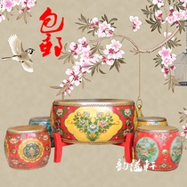  Round Kung Fu tea table creative solid wood painted drum-shaped antique Chinese combination small apartment balcony living room furniture