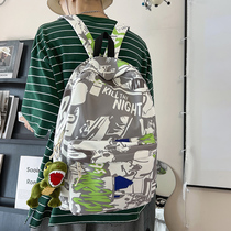 Graffiti printing backpack female 2022 new summer Korean version trendy casual backpack male high school college student schoolbag female