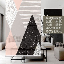 Love process soft partition screen soft curtain semi translucent screen semi - transparent curtain roll curtain Nordic abstract geometry 3