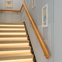  Against the wall wooden stair handrail Solid wood European-style household kindergarten elderly indoor villa attic non-slip handrail simple