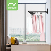 Folding invisible wall-mounted household balcony drying rack telescopic clothes rack indoor clothes rack artifact