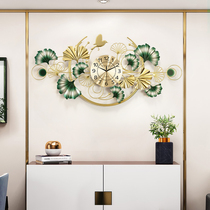 Watches New Chinese Wall Clock Living Room Home Fashion Simple Creative European Light Luxury Ginkgo Leaf Decoration Wall Clock
