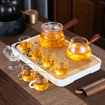 Glass tea set set household tea cup teapot kung fu tea making artifact office meeting goods set of light luxury