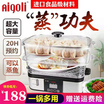 Aigri rectangular stainless steel home electric steam pot multifunction large capacity timed anti-dry steam fish electric steam cage