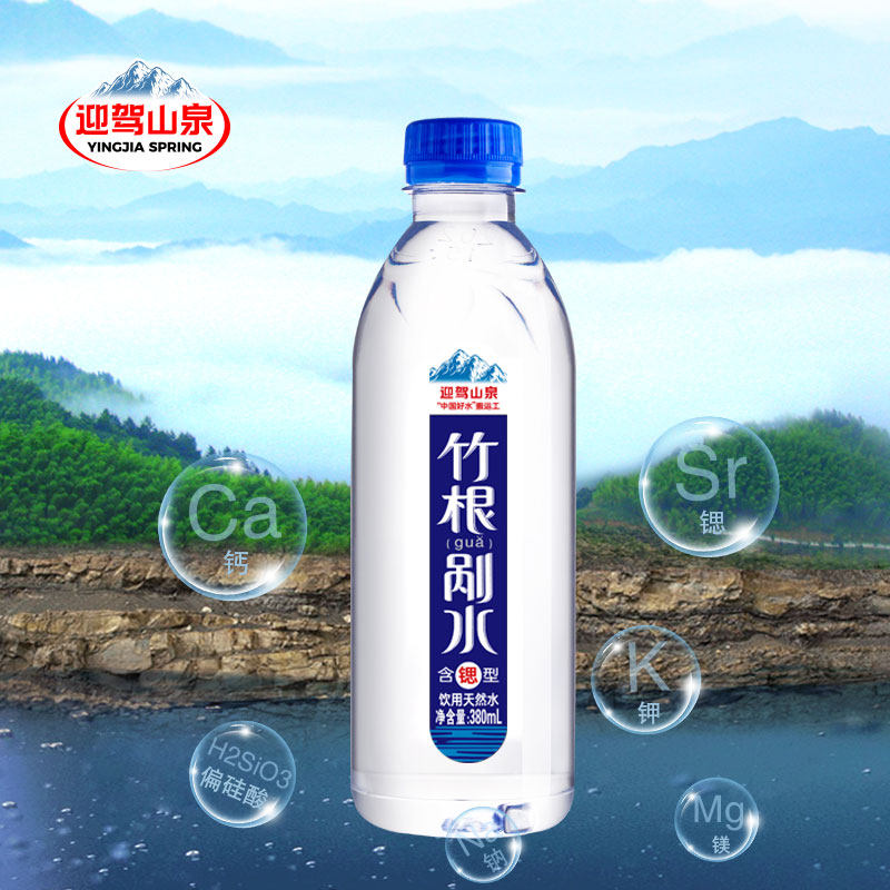 迎驾山泉野岭竹根剐水含锶型520ml*24瓶整箱天然矿物质水安徽霍山