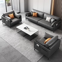 Italian light luxury leather office sofa coffee table combination set business reception hall reception meeting