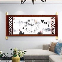 New Chinese style solid wood household living room decoration Chinese style wall clock personality creative retro art atmospheric quartz clock