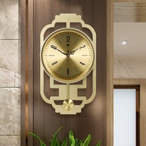 New Chinese style creative wall clock Household simple bedroom clock table Chinese style wooden atmosphere living room silent quartz clock