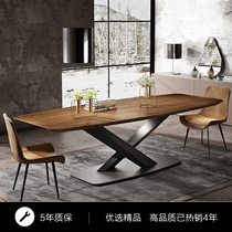 Nordic walnut dining table and chair combination rectangular creative designer furniture dining table modern simple household dining table