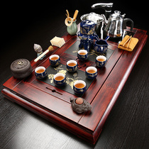 Fully automatic kung fu tea set solid wood tea table tea tray household living room ceramic simple whole set of tea Sea
