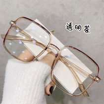 Transparent square frame myopia glasses female Korean version tide radiation anti-blue light eye frame net red makeup flat light male eye protection