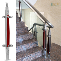 Glass stair handrail guardrail villa balcony modern European clip Wood 304 stainless steel engineering column