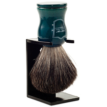 Parker-American Parker BLBB pure black badger hair luxury blue wooden handle shaving brush with brush holder