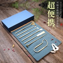 Pure copper incense road set eight sets of Incense Road equipment incense mat empty smoked seal tools incense burner aromatherapy fragrant ash utensils