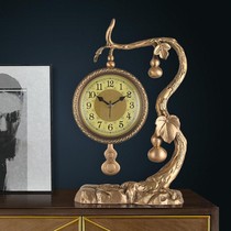 New Chinese Brass Foru Seat Clock Pendulum Pieces Home Living Room Desktop Clock Decoration Sitting Clock Table Imitation Ancient Table Clocks