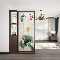 New Chinese screen cabinet foyer solid wood partition shelf living room simple modern double-sided cabinet porch screen