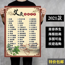 Health Hall decorative painting Chinese medicine physiotherapy club background wall mural beauty salon publicity poster hanging painting advertising stickers