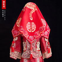 Chinese bride 2020 new red headband tassel wedding headband red embroidery Dragon Phoenix show Hefu ancient xipa