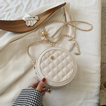 Korean fashion bag 2021 new high grade sense diamond cross body Women bag Joker ins texture chain small round bag