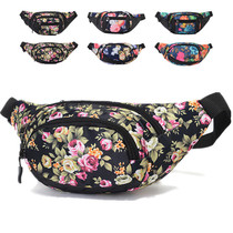 Middle-aged and elderly ladies grandma old man fashion light printed cloth small floral pocket mobile phone travel chest bag
