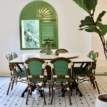 Outdoor fa style table and chairs combined balcony vine chic dining chair coffee milk tea shop Southeast Asian restaurant marble square table