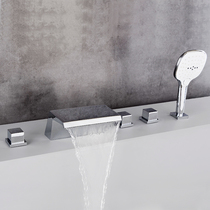Bathtub faucet waterfall all copper cylinder side table four-piece set of hot and cold water bathroom shower faucet shower set