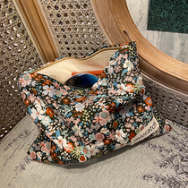  Beauty pick small floral casual cotton cosmetic bag original niche retro literature and art large-capacity cosmetic finishing bag female
