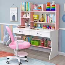 Childrens learning table desk bookshelf Integrated Storage bookcase students home simple writing desk computer desk