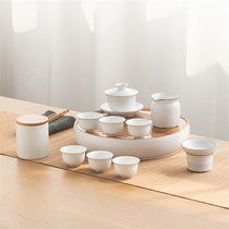 KOCORIUM fat white light luxury kung fu tea set Japanese ceramic home living room tea cup tea tray cover Bowl set