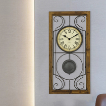 European style pastoral retro American country nostalgic living room bedroom wall hanging clock personality creative industrial wind solid wood
