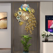 Wall clock home living room clock personality creative new Chinese light luxury restaurant mute Peacock Watch Wall atmospheric clock