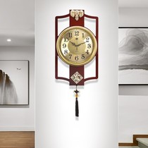 New Chinese Wall Clock Living Room Home Fashion Chinese Style Clock Simple Decoration Silent Clock Solid Wood Large Quartz Clock
