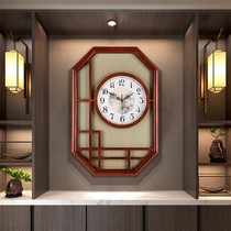 New Chinese solid wood hanging clock living room clock home atmosphere light and luxurious clock hanging wall creativity Chinese wind quiet hanging table